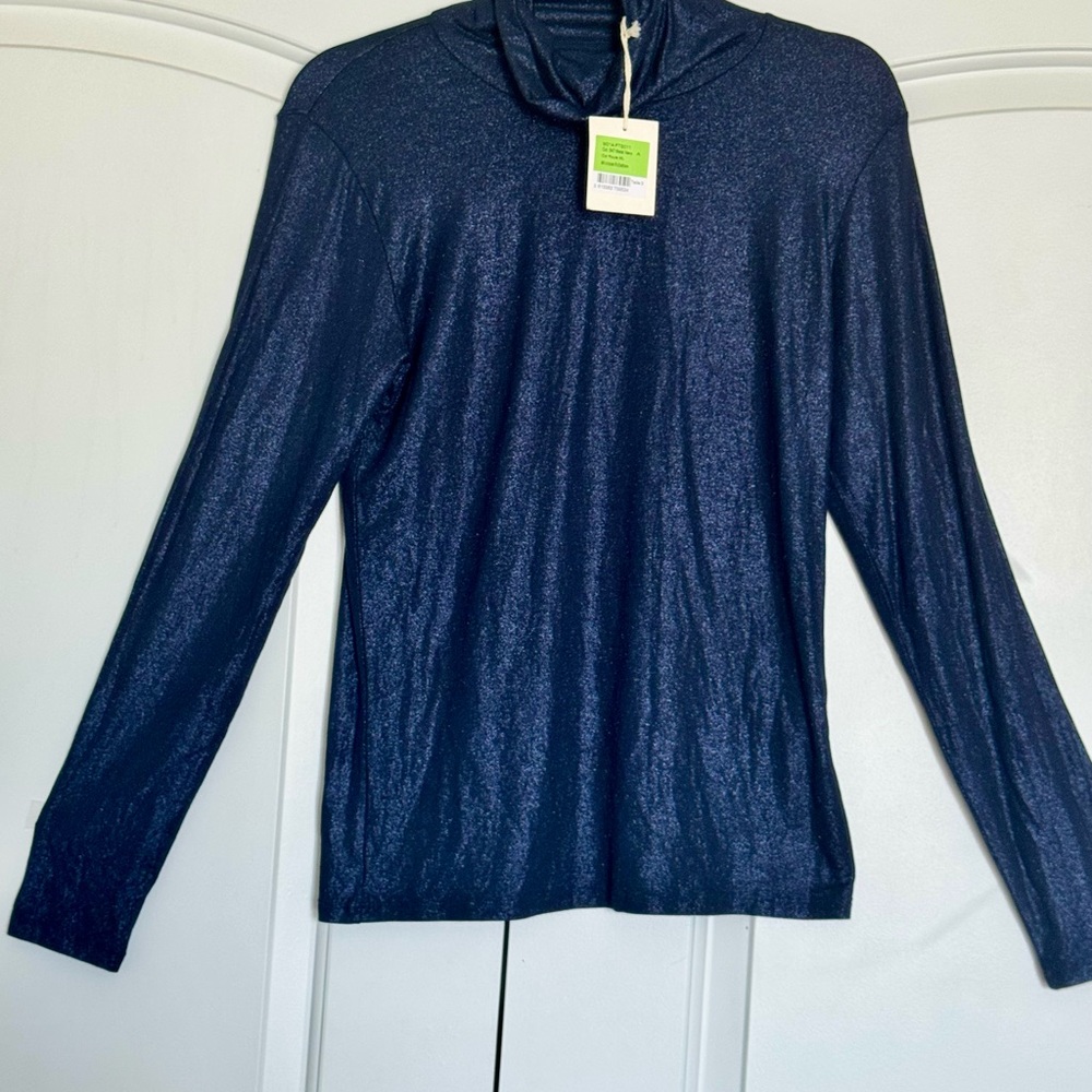 Majestic Filatures Shimmering Navy Long Sleeve Top